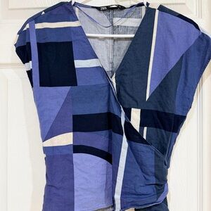 Zara Women's Abstract Blue Blouse